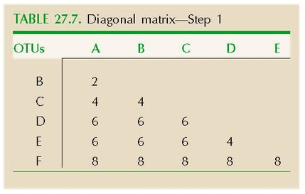 TABLE 27.7. Diagonal matrix—Step 1