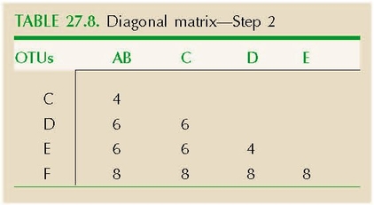 TABLE 27.8. Diagonal matrix—Step 2